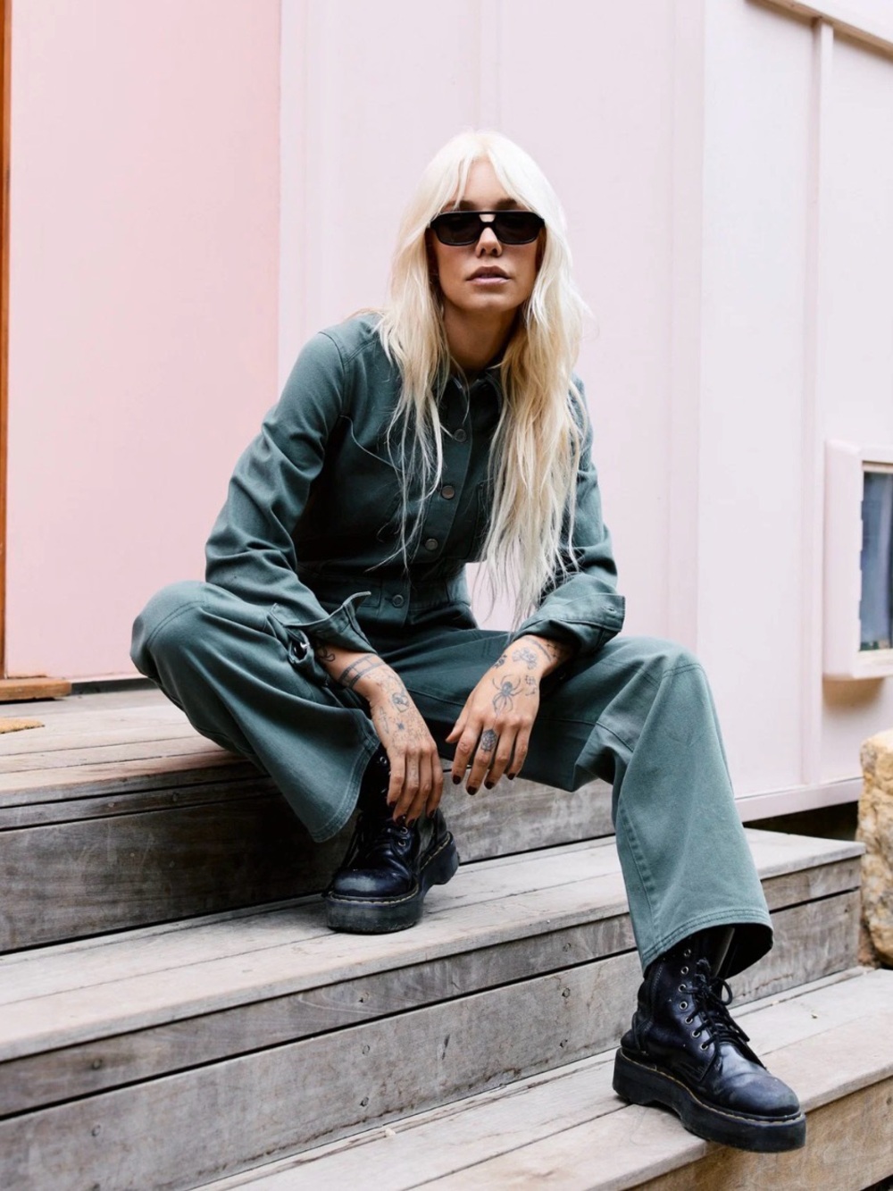 New RVCA WOMEN'S DAYSHIFT L/S BOILER SUIT JUMPSUIT Small